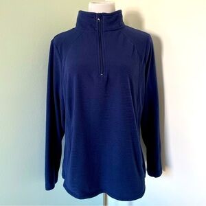St. John’s Bay Women’s Quarter Zip Fleece Pullover Navy Blue Size L
